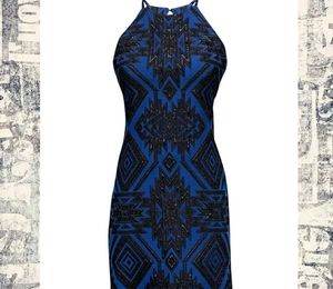 Parker - Blue & Black Aztec Print Halter